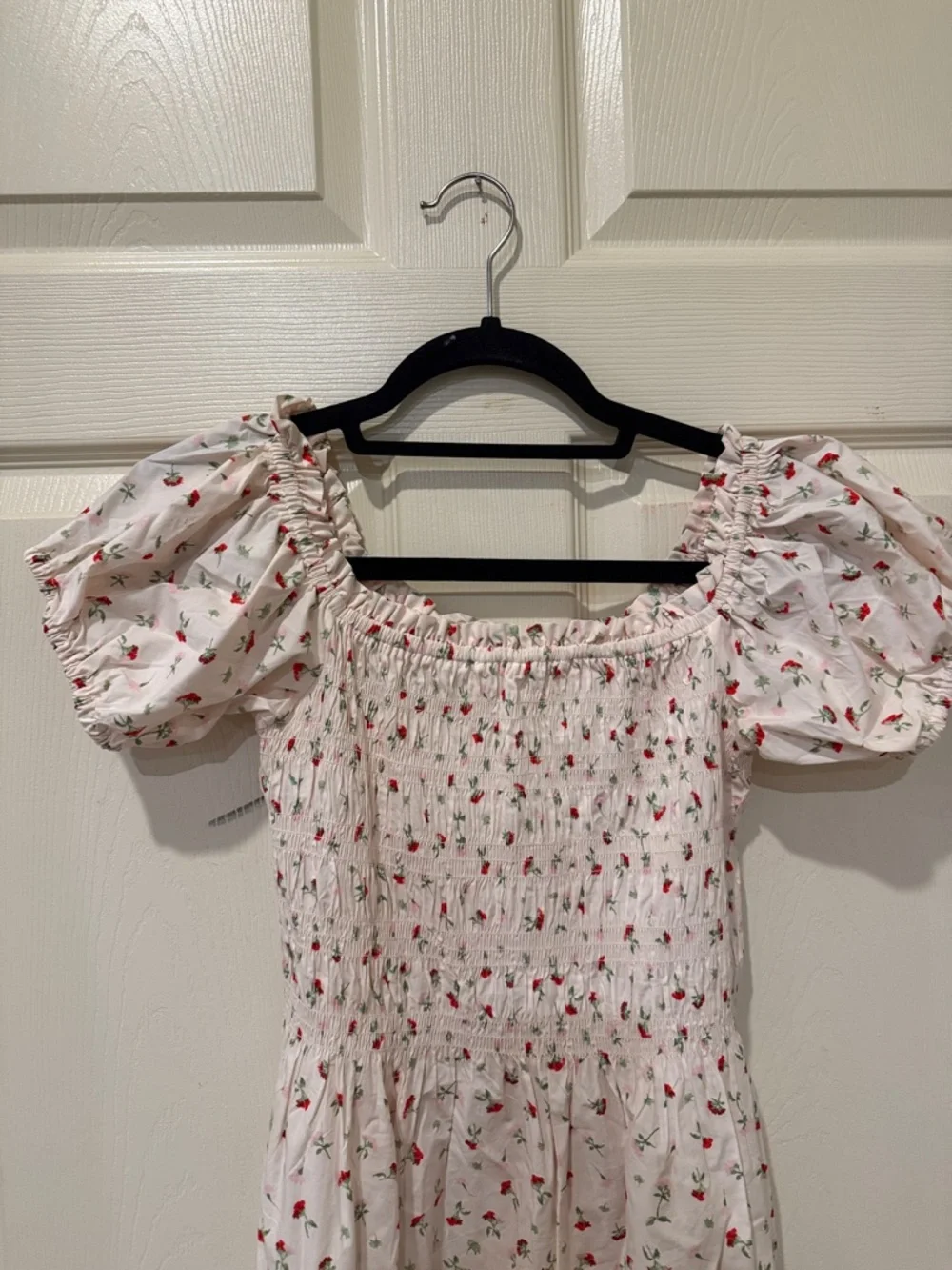 H&M cream floral off the shoulder midi dress, small - Picture 3 of 8